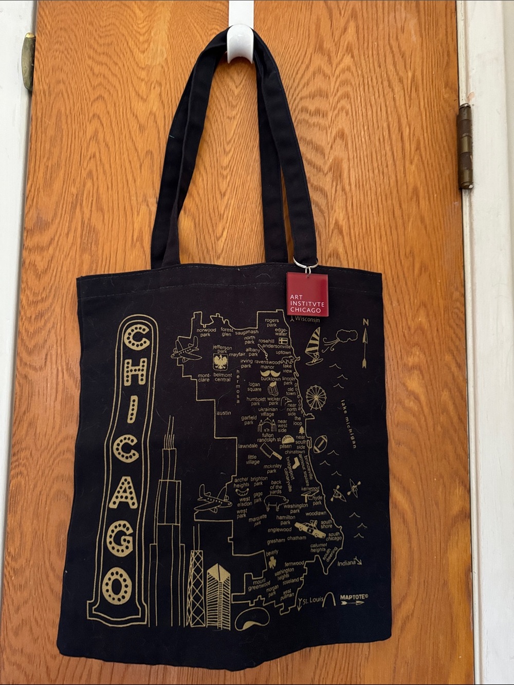 Black Chicago Map Tote